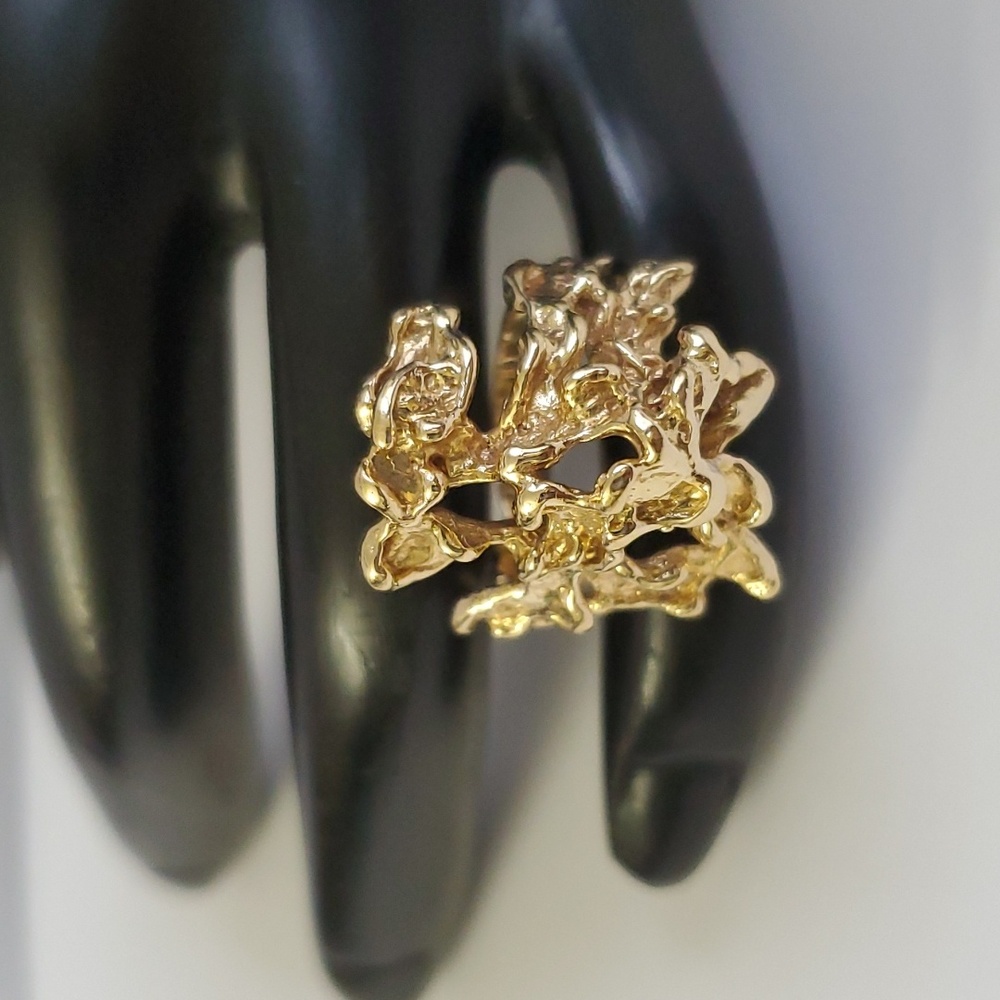 Watch Video / Rare Brutalist 14K Gold Gold Nugget Ring